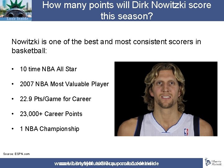 How many points will Dirk Nowitzki score this season? Nowitzki is one of the