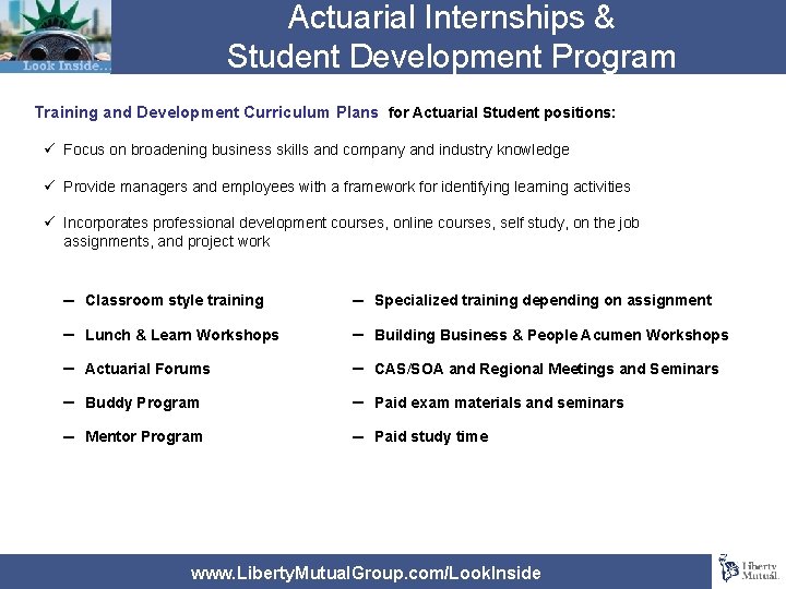 Actuarial Internships & Student Development Program Training and Development Curriculum Plans for Actuarial Student