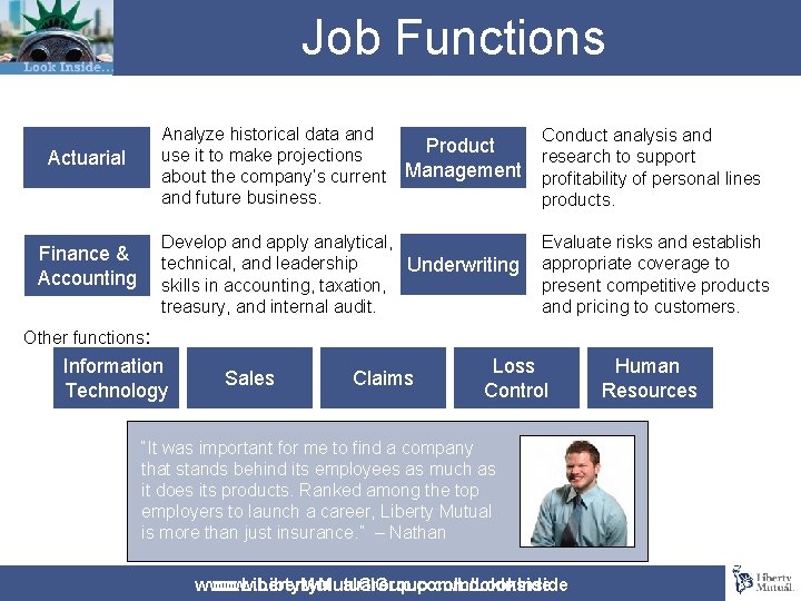 Job Functions Actuarial Analyze historical data and Product use it to make projections about