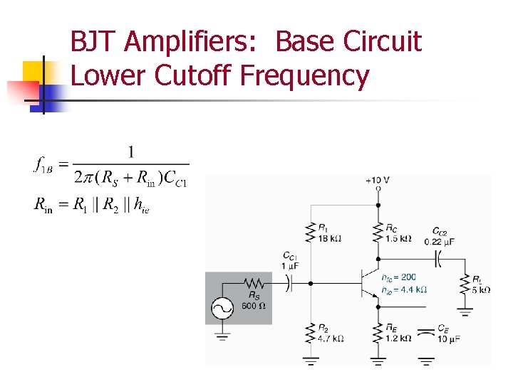 BJT Amplifiers: Base Circuit Lower Cutoff Frequency 
