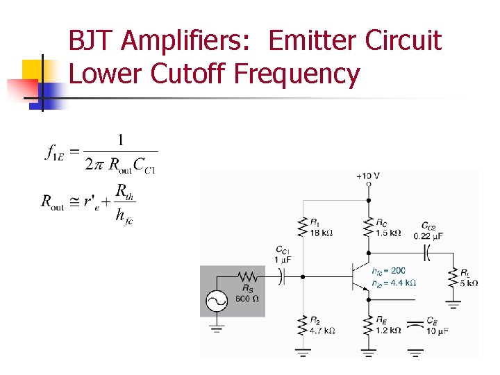 BJT Amplifiers: Emitter Circuit Lower Cutoff Frequency 