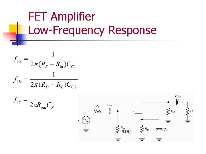 FET Amplifier Low-Frequency Response 