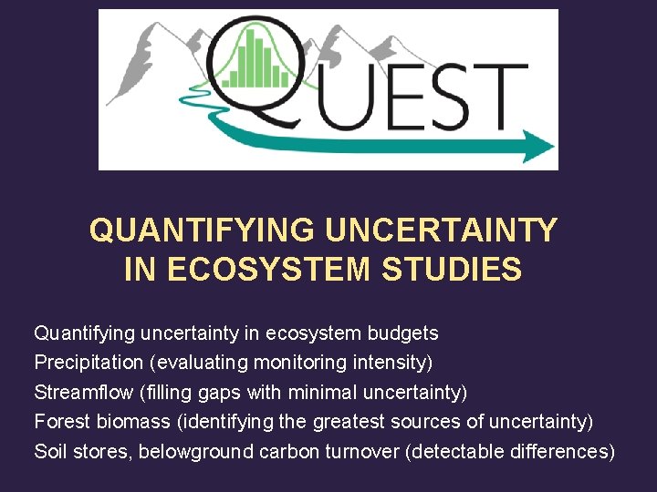 QUANTIFYING UNCERTAINTY IN ECOSYSTEM STUDIES Quantifying uncertainty in ecosystem budgets Precipitation (evaluating monitoring intensity)