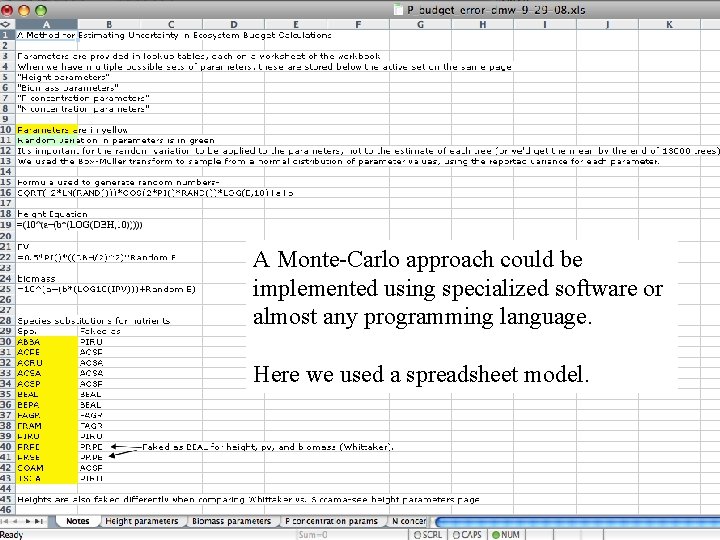 A Monte-Carlo approach could be implemented using specialized software or almost any programming language.