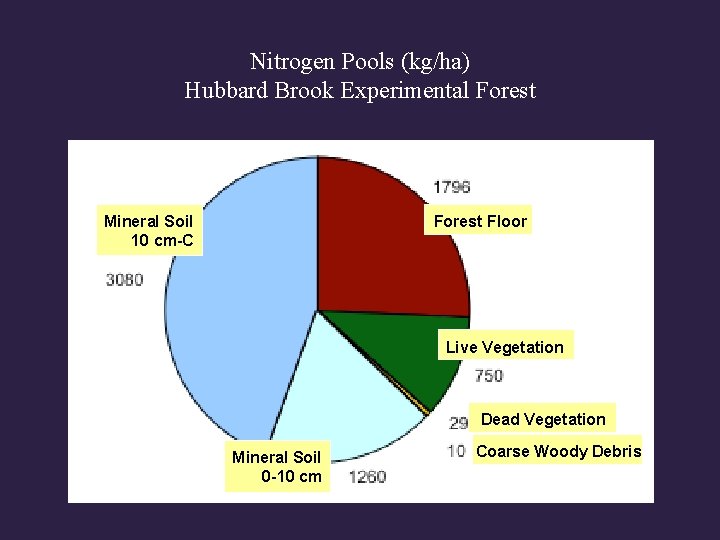 Nitrogen Pools (kg/ha) Hubbard Brook Experimental Forest Floor Mineral Soil 10 cm-C Live Vegetation