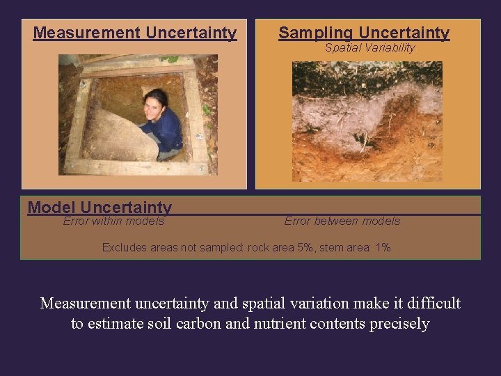 Measurement Uncertainty Model Uncertainty Error within models Sampling Uncertainty Spatial Variability Error between models