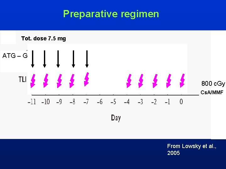 Preparative regimen Tot. dose 7. 5 mg 800 Gy ATG – G 800 c.