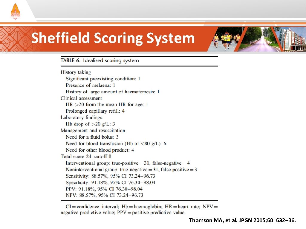 Sheffield Scoring System Thomson MA, et al. JPGN 2015; 60: 632– 36. Sheffield Scoring System Thomson MA, et al. JPGN 2015; 60: 632– 36.