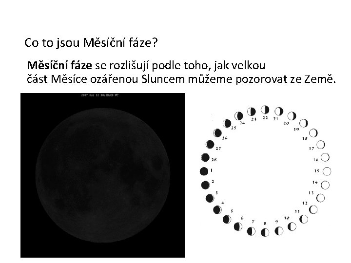 Co to jsou Měsíční fáze? Měsíční fáze se rozlišují podle toho, jak velkou část
