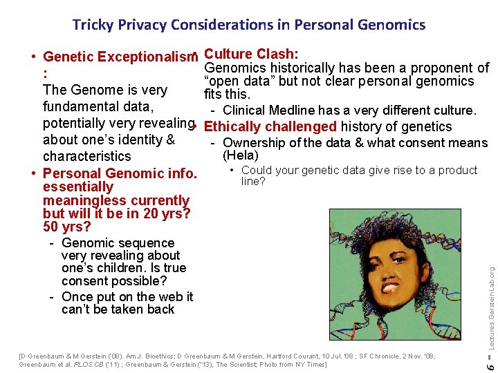Tricky Privacy Considerations in Personal Genomics Culture Clash: Genomics historically has been a proponent