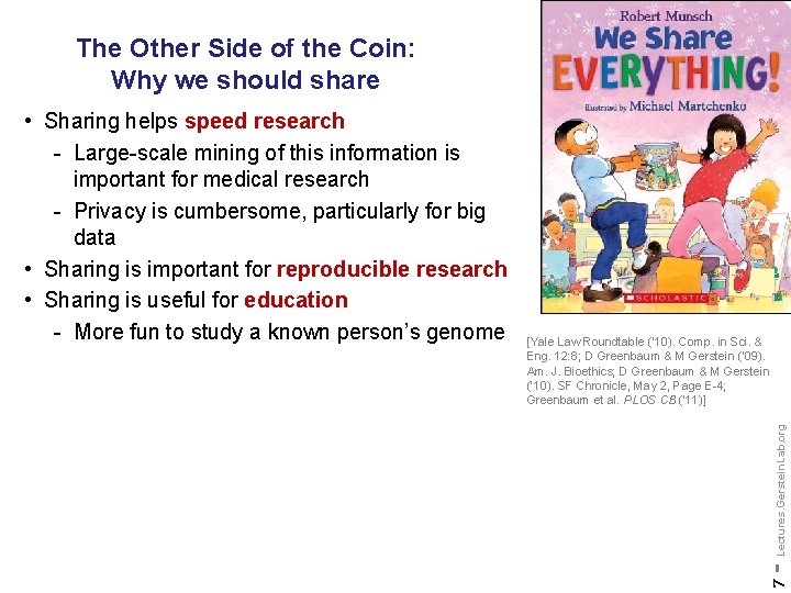 The Other Side of the Coin: Why we should share - Lectures. Gerstein. Lab.