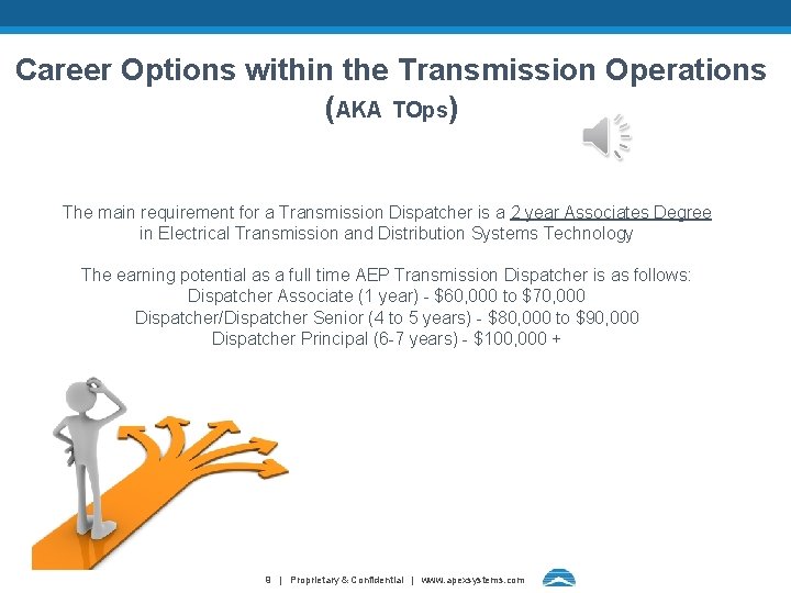 Career Options within the Transmission Operations (AKA TOps) The main requirement for a Transmission