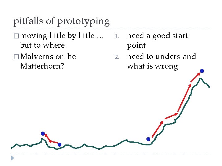 pitfalls of prototyping � moving little by little … but to where � Malverns