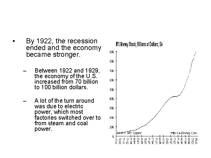  • By 1922, the recession ended and the economy became stronger. – Between