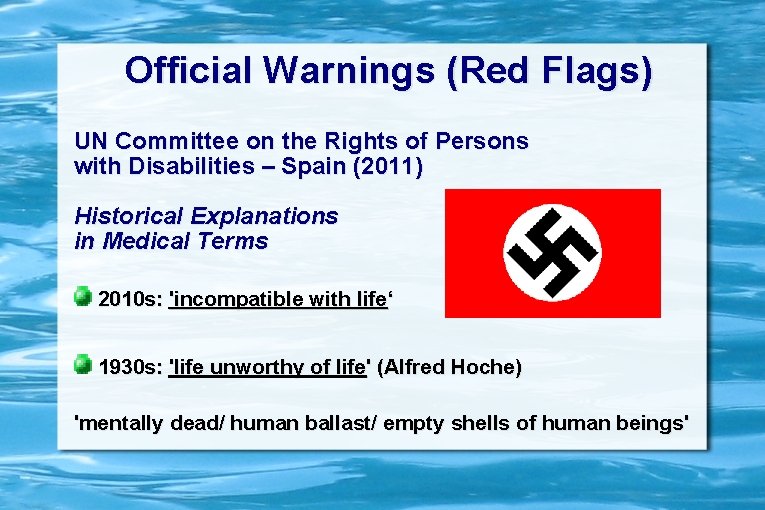 Official Warnings (Red Flags) UN Committee on the Rights of Persons with Disabilities –