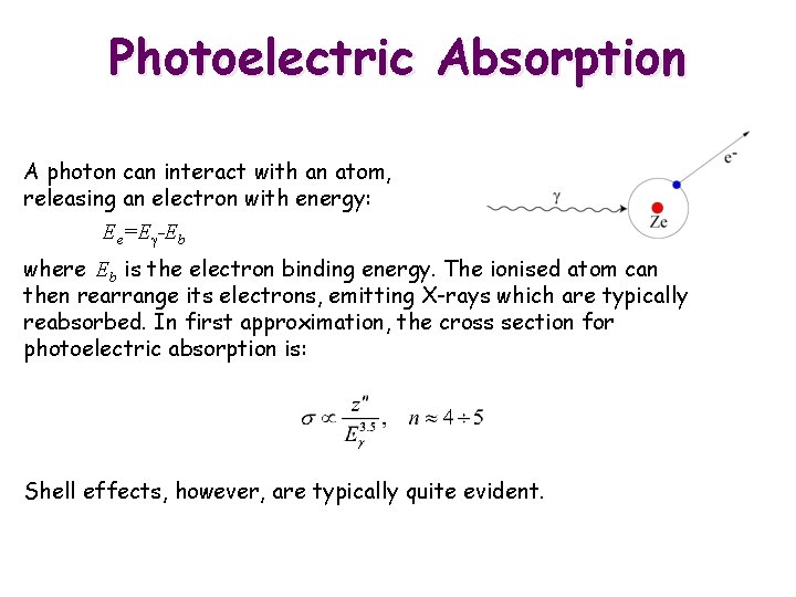 Photoelectric Absorption A photon can interact with an atom, releasing an electron with energy: