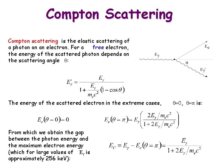 Compton Scattering Compton scattering is the elastic scattering of a photon on an electron.