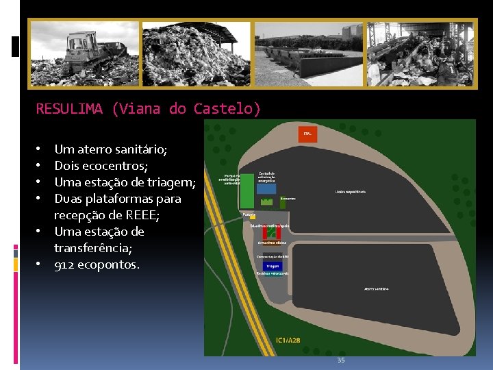 RESULIMA (Viana do Castelo) Um aterro sanitário; Dois ecocentros; Uma estação de triagem; Duas