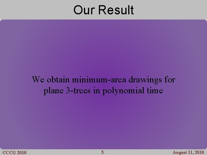 Previous Our Results de Fraysseix et al. [1990] Straight- line grid-drawing of plane graphs