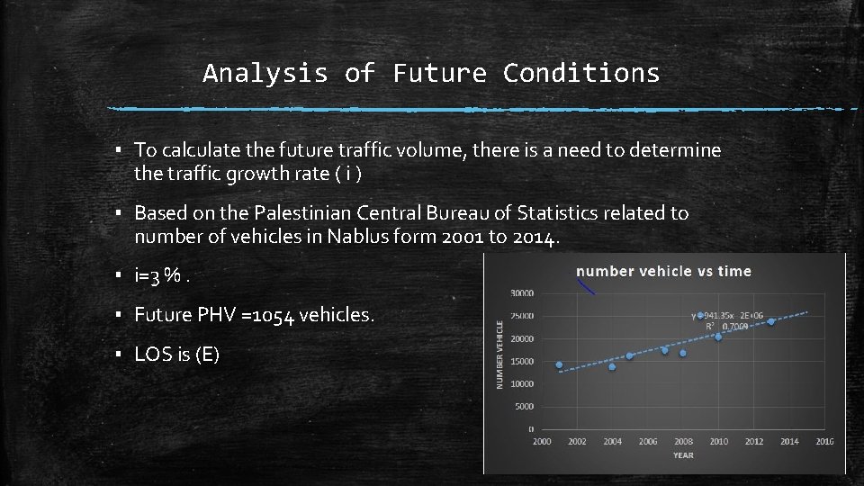 Analysis of Future Conditions ▪ To calculate the future traffic volume, there is a