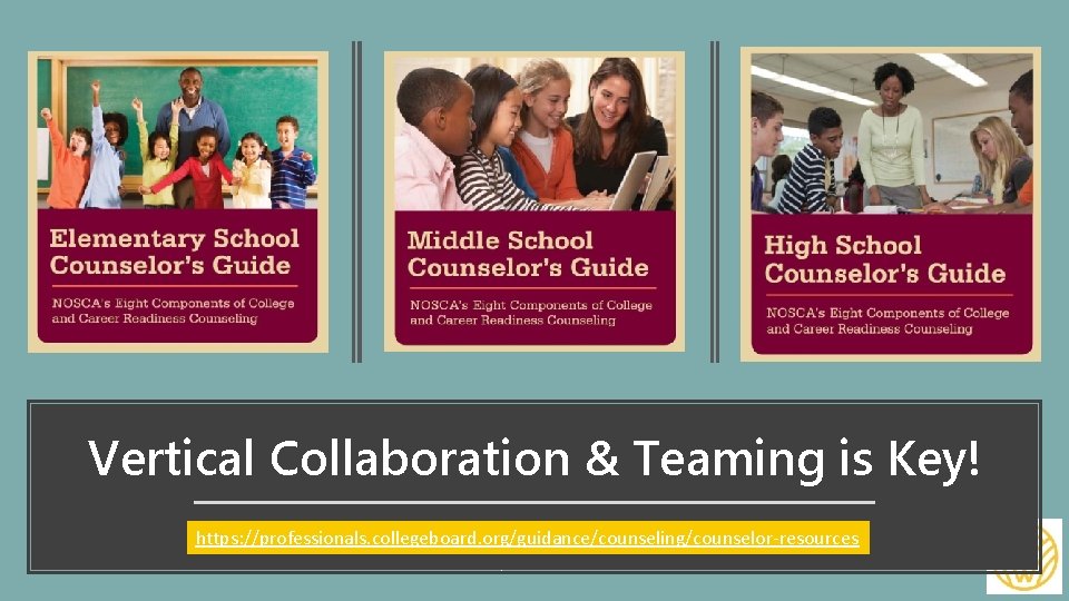 Vertical Collaboration & Teaming is Key! https: //professionals. collegeboard. org/guidance/counseling/counselor-resources | STATE BOARD OF