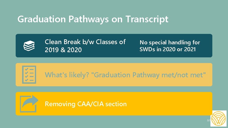 Graduation Pathways on Transcript Clean Break b/w Classes of 2019 & 2020 No special