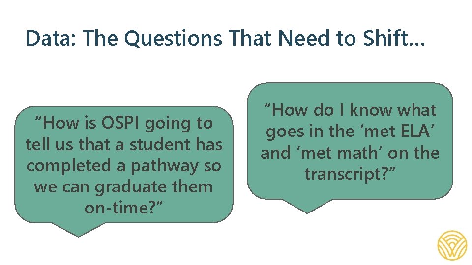 Data: The Questions That Need to Shift… “How is OSPI going to tell us
