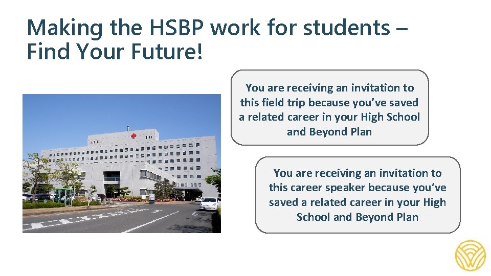 Making the HSBP work for students – Find Your Future! You are receiving an