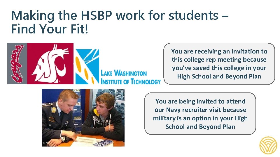 Making the HSBP work for students – Find Your Fit! You are receiving an