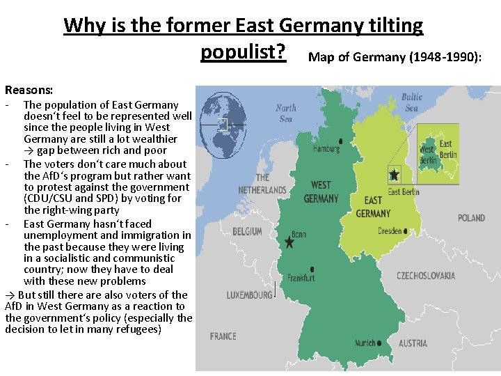 Why is the former East Germany tilting populist? Map of Germany (1948 -1990): Reasons: