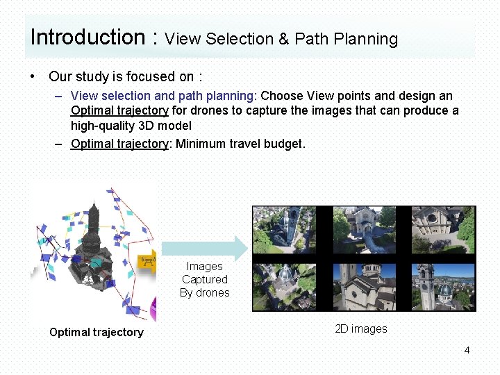 Introduction : View Selection & Path Planning • Our study is focused on :