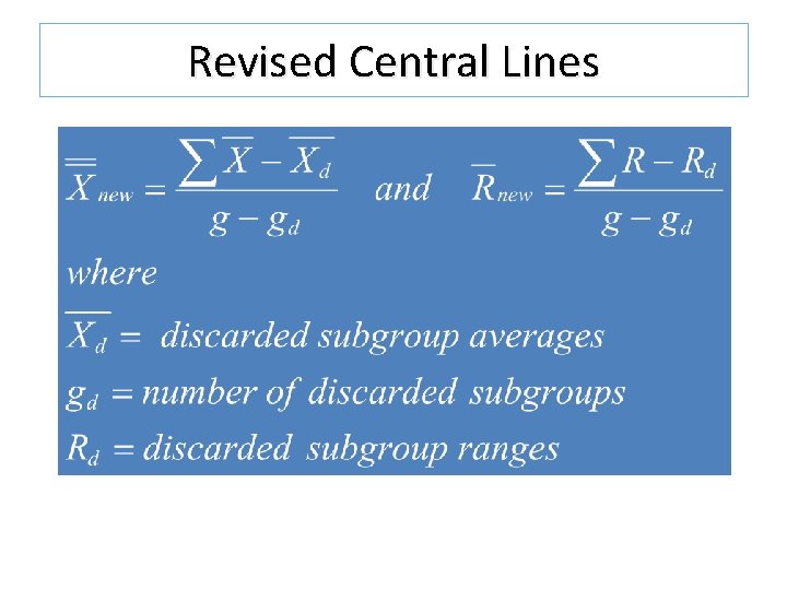 Revised Central Lines Revised Central Lines