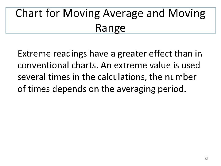 Chart for Moving Average and Moving Range Extreme readings have a greater effect than Chart for Moving Average and Moving Range Extreme readings have a greater effect than