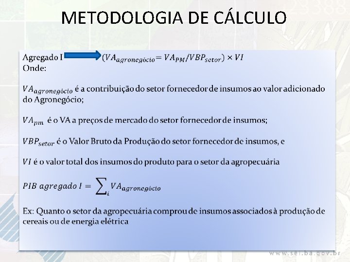 METODOLOGIA DE CÁLCULO 