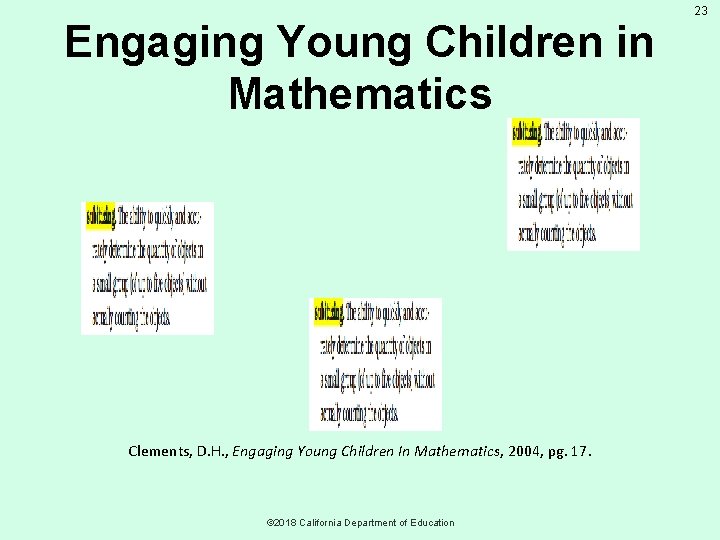 Engaging Young Children in Mathematics Clements, D. H. , Engaging Young Children In Mathematics,