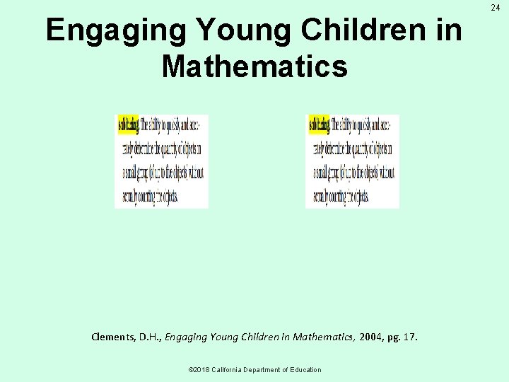 Engaging Young Children in Mathematics Clements, D. H. , Engaging Young Children in Mathematics,