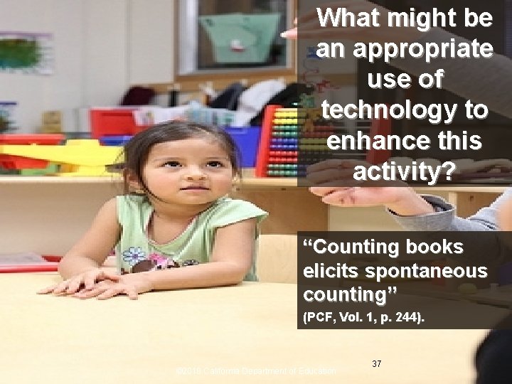 What might be an appropriate use of technology to enhance this activity? “Counting books