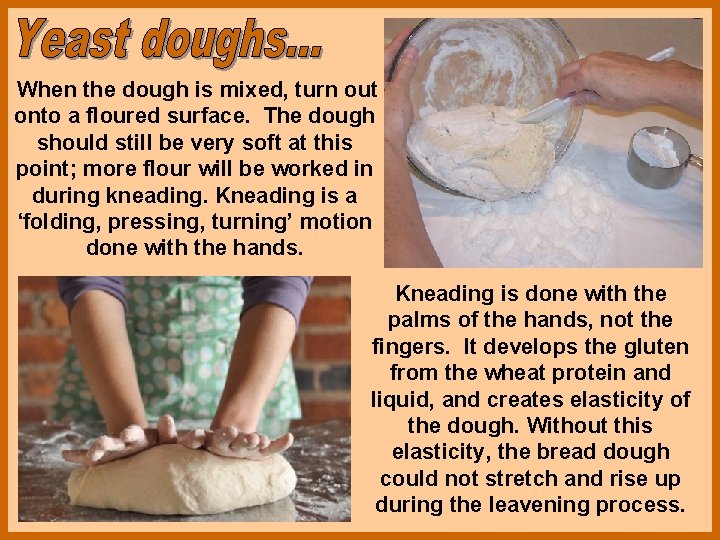 When the dough is mixed, turn out onto a floured surface. The dough should