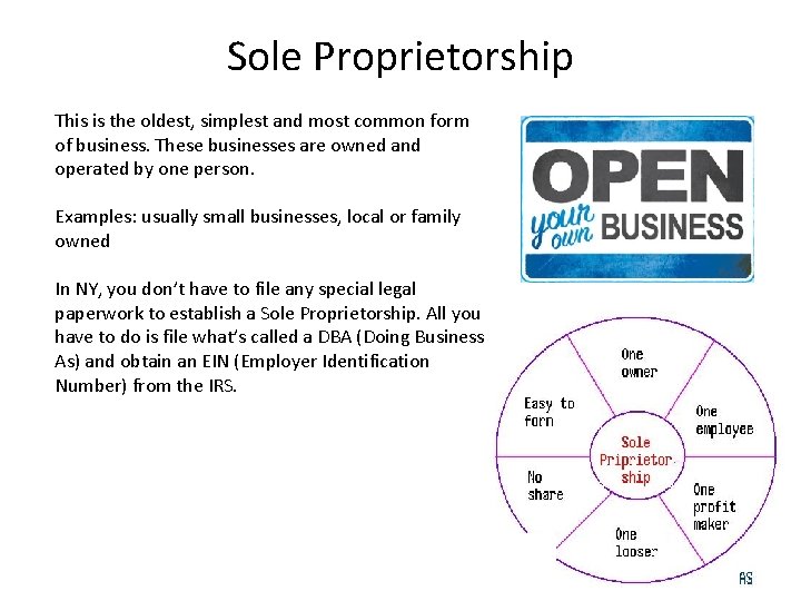 Sole Proprietorship This is the oldest, simplest and most common form of business. These