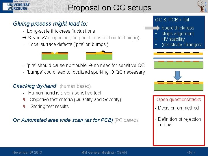 Proposal on QC setups Gluing process might lead to: - Long-scale thickness fluctuations Severity?