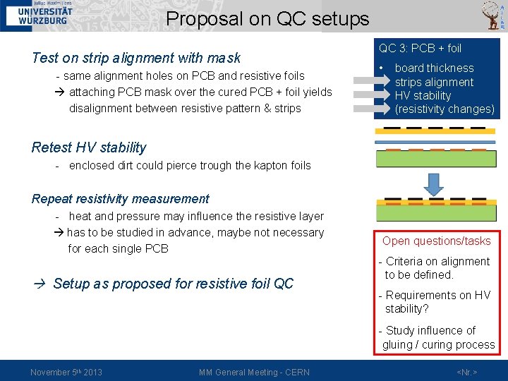 Proposal on QC setups Test on strip alignment with mask - same alignment holes