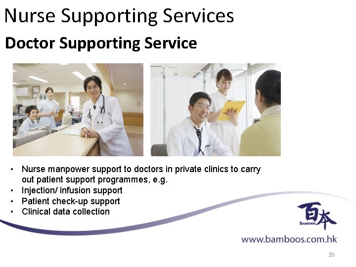 Nurse Supporting Services Doctor Supporting Service • Nurse manpower support to doctors in private