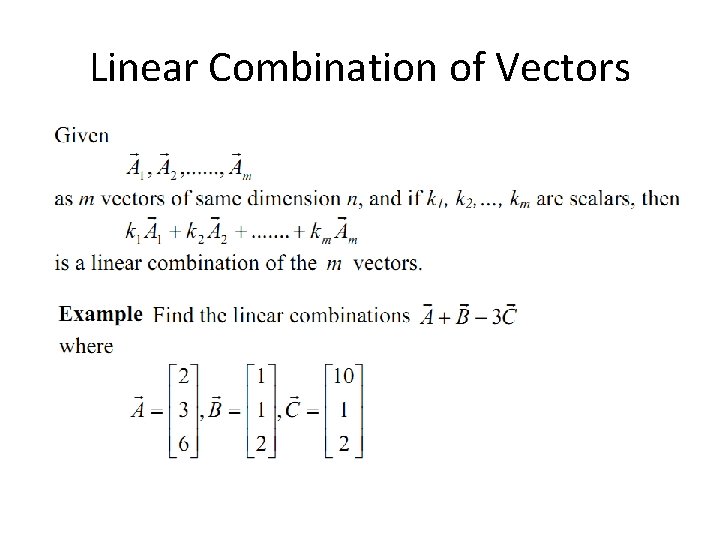 Linear Combination of Vectors 