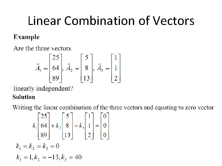 Linear Combination of Vectors 