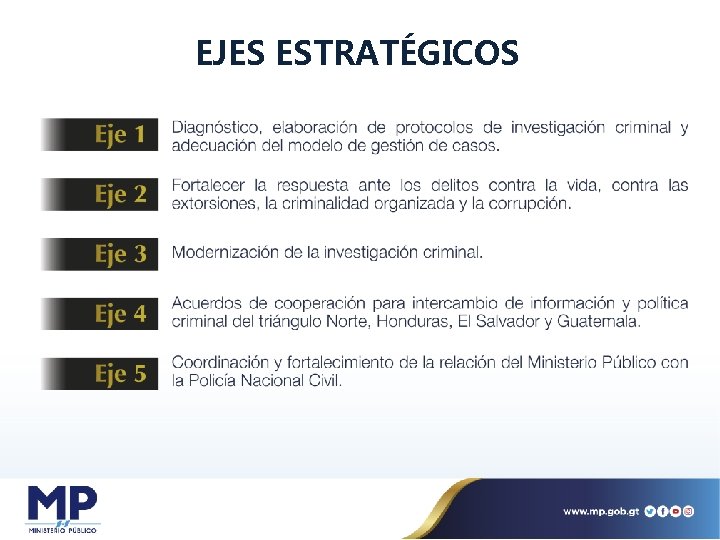 EJES ESTRATÉGICOS Departamento de Información y Prensa 