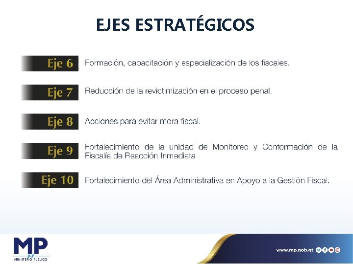 EJES ESTRATÉGICOS Departamento de Información y Prensa 