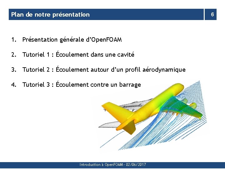 Plan de notre présentation 1. Présentation générale d’Open. FOAM 2. Tutoriel 1 : Écoulement