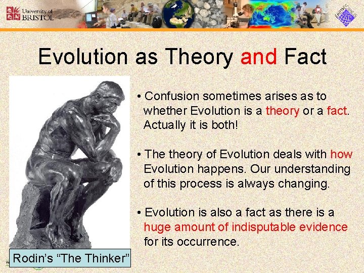 Evolution as Theory and Fact • Confusion sometimes arises as to whether Evolution is