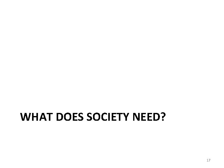 WHAT DOES SOCIETY NEED? 17 