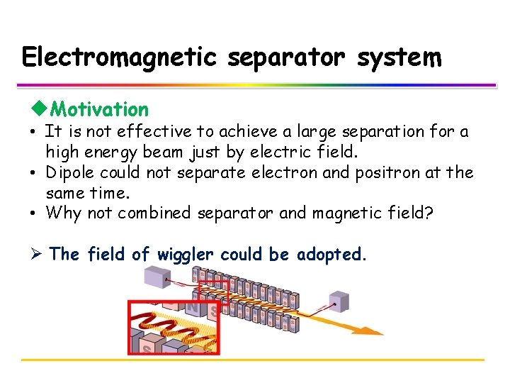 Electromagnetic separator system u. Motivation • It is not effective to achieve a large